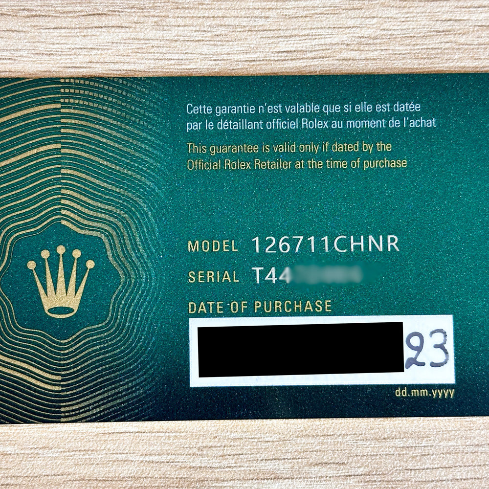 Rolex guarantee clearance card